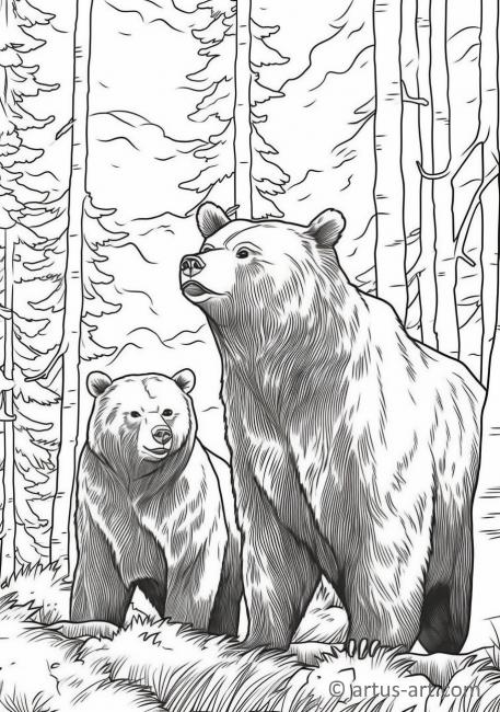 Grizzly medvék színezőlapja gyerekeknek